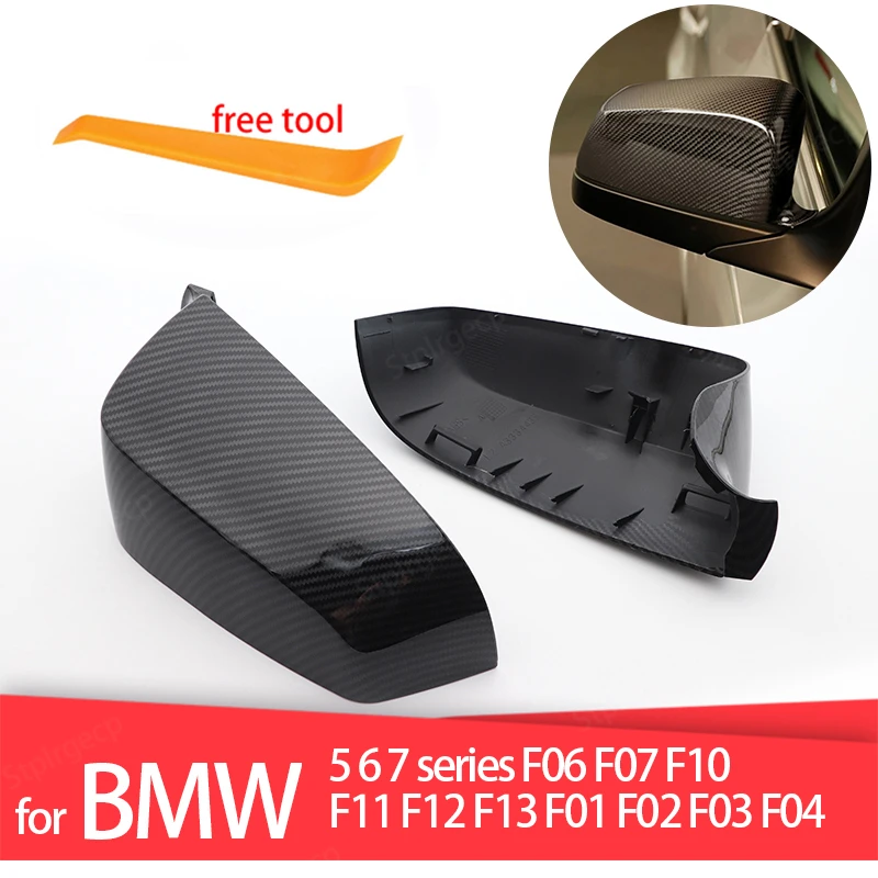 

High quality For BMW 5 6 7 Series F07 F06 F12 F13 F01 Carbon Fiber Look Rear View Mirror Cover Side Mirror Caps car styling