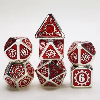 

HYMGHO Handcrafted ARRIVAL Metal Steampunk Dice polyhedral D4 D6 D8 D10 D100 D12 D20 7pcs/set for dnd Pathfinder