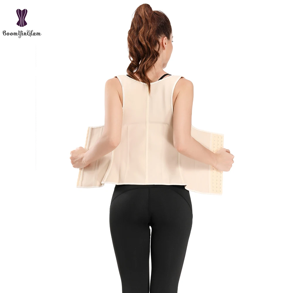 Latex Vest Corset Waist Trainer 3 Hooks Bustier 9 Steel Bone Gorset Plus Size Black Beige Korset Corselet #888