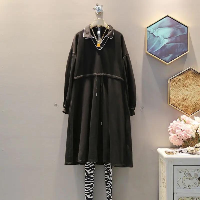 XITAO Tide Drawstring Бандажное приталенное платье женская одежда Мода Корея плюс размер элегантное платье отложной воротник GCC1832