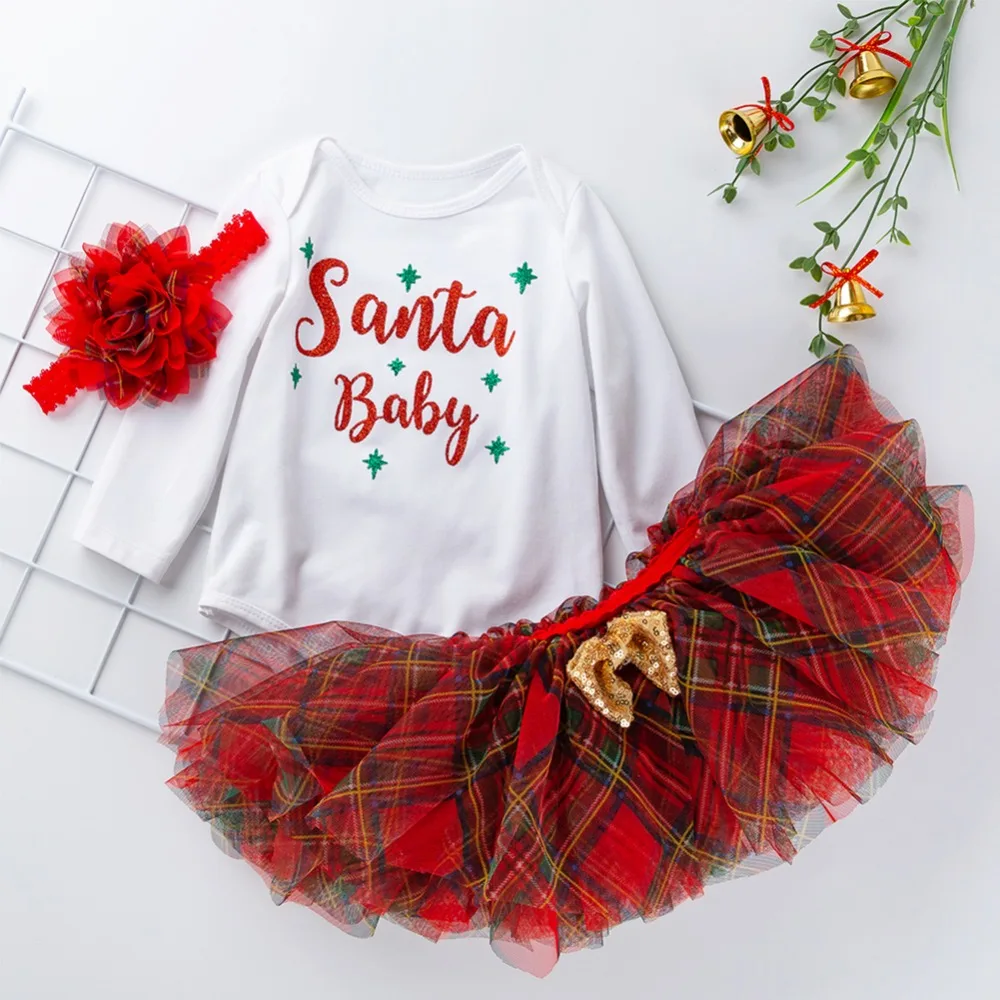 Рождественская одежда для маленьких девочек; модная клетчатая юбка; одежда для малышей; Рождественский комплект одежды для девочек; одежда для маленьких девочек для фотосессии