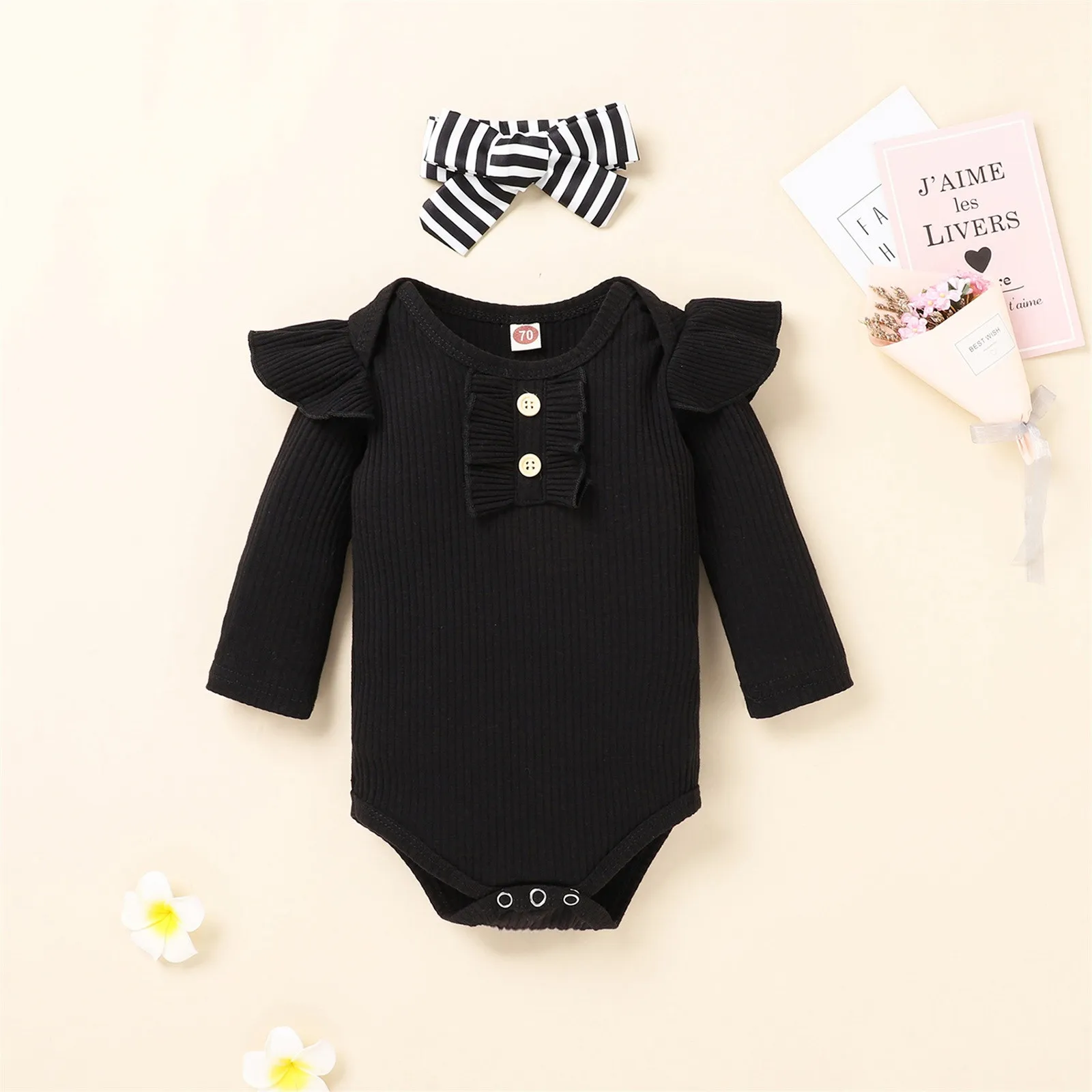 Synpos-Conjunto de ropa para niña recién nacida, mono Floral + Pantalones +  diadema, peleles para bebé de 0 a 12 meses, 3 piezas - AliExpress
