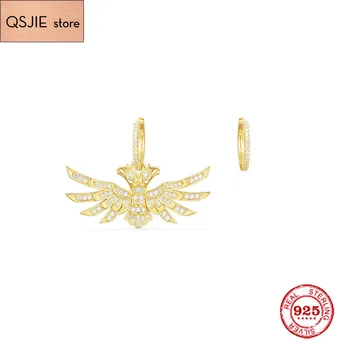 

Fashion Charm Sterling Silver Original 1:1 Copy,Yellow Silver Phenix Asymmetric Earrings Luxury Jewelry Gift For Female