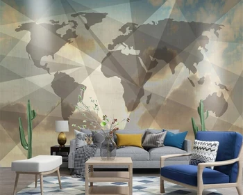 

Beibehang Custom wallpaper Nordic 3D abstract geometric world map background home decoration living room bedroom 3d wallpaper