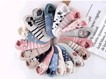 

DHL 500pair Girls Cute Cartoon Animal Print Invisible Low Ankle Cotton Comfortable Soft Short Socks Cat Dog Socks Slippers