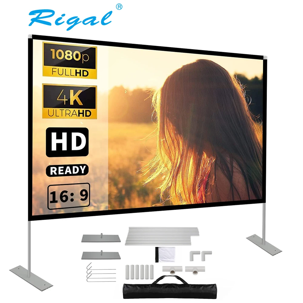 Портативный складной экран для проектора 2K 4K 100 120 дюйма напольная подставка