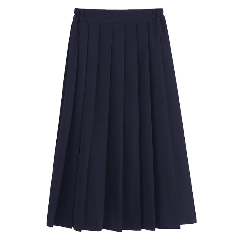 

Women Summer High Waist Japanese Preppy Style Skirt High School Girls JK Suit Sailor Uniform Solid Color Plus Size Pleated -85