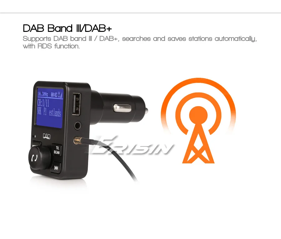 Erisin ES367 автомобильное радио стерео DAB+ цифровой приемник Bluetooth USB зарядное устройство дуплексный MP3 A2DP RDS