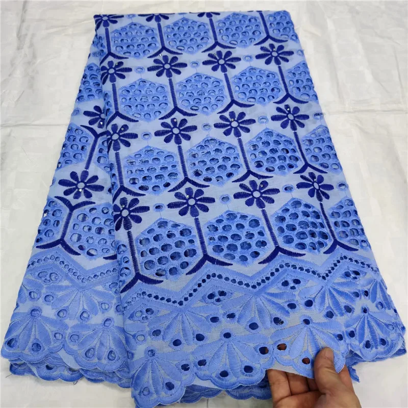 

5 yard Swiss lace fabric 2019 latest heavy beaded embroidery African cotton fabrics Swiss voile lace popular Dubai style 4L1029