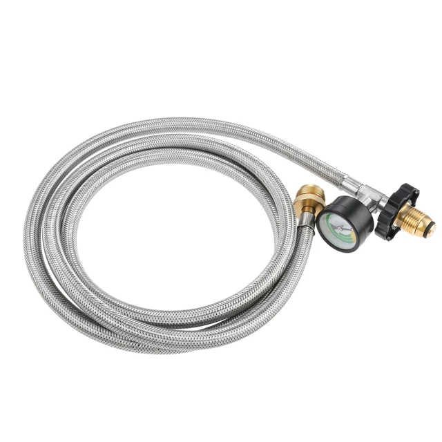 6Ft Fonott Propán Tömlő + Mérőmérőhenger Szál Rozsdamentes Acél Cga600 Kimenet Acme Nut Qcc1 1-5-40 Konverter Kályha - Image 4