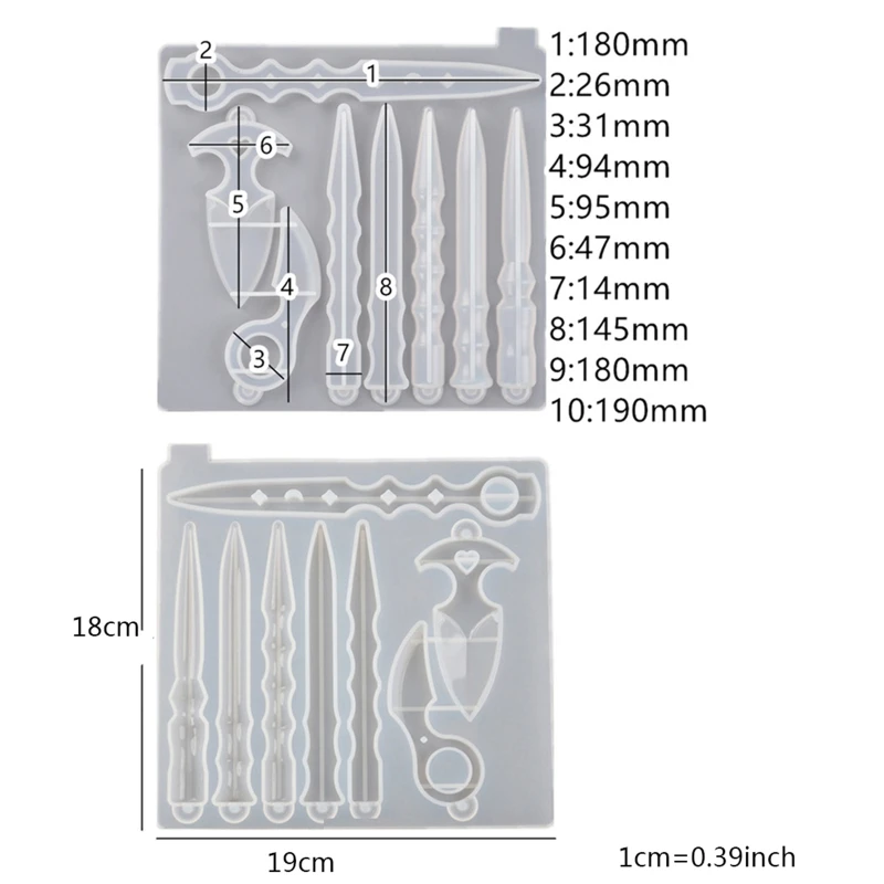 

Self Defence Dagger Mold Anti-Wolf Weapons Sword Pendant Silicone Mold Art Tools