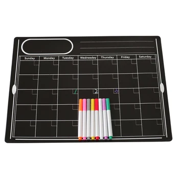 

Black Board Magnetic Weekly Monthly Planner Calendar Fridge Erasable Memo Message Writing Dry Erase Door Board Wall Sticker Kids