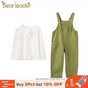 

Bear Leader 4-13 Years Children Autumn Fashion Clothing Sets Long Sleeve T-Shirt and Solid Suspender Pants Casual Girls Coctumes