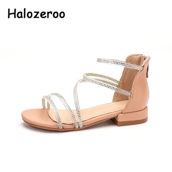 

2020 Summer Kids Rhinestone Gladiator Sandals Children Black Princess Sandals Baby Girls Fashion Brand Sandals Sweet Dress Shoes