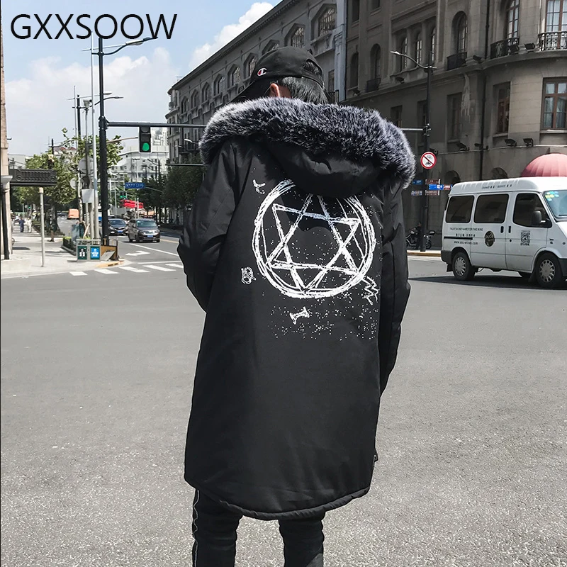 

2019 Winter Parkas Jackets Men Casual Thick Long Coats Windbreaker Streetwear Fashion Parka Male Jacket US SIZE GM257