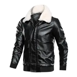 Хит продаж, мужское кожаное пальто, осень и зима, плюс бархат, модная моющаяся куртка из ПУ кожи, мотоциклетная куртка, Мужская