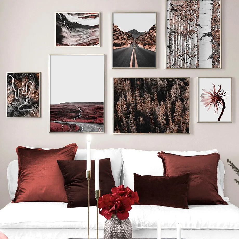 

Forest Road Aerial View thicket Flower Wall Art Canvas Painting Nordic Posters And Prints Wall Pictures For Living Room Decor