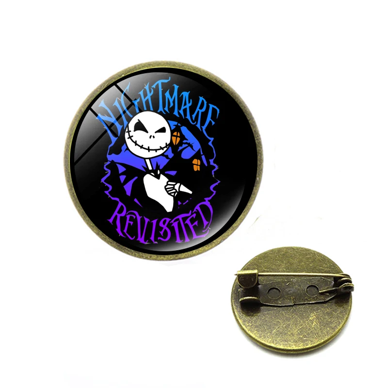 

Fashion Nightmare Before Christmas Brooches Jack Skellington and Sally Pins Dome Classic Brooches for Halloween Gift