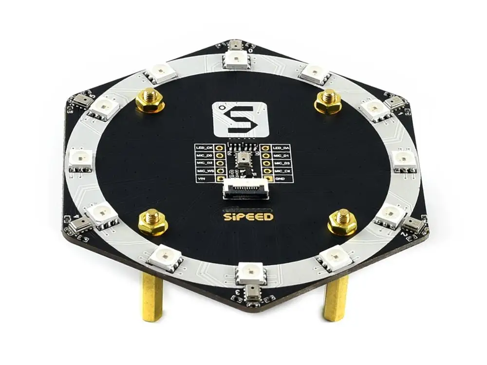 Sipeed Maix R6+ 1 микрофонный массив, 6+ 1 цифровые микрофоны и 12 RGB светодиодов