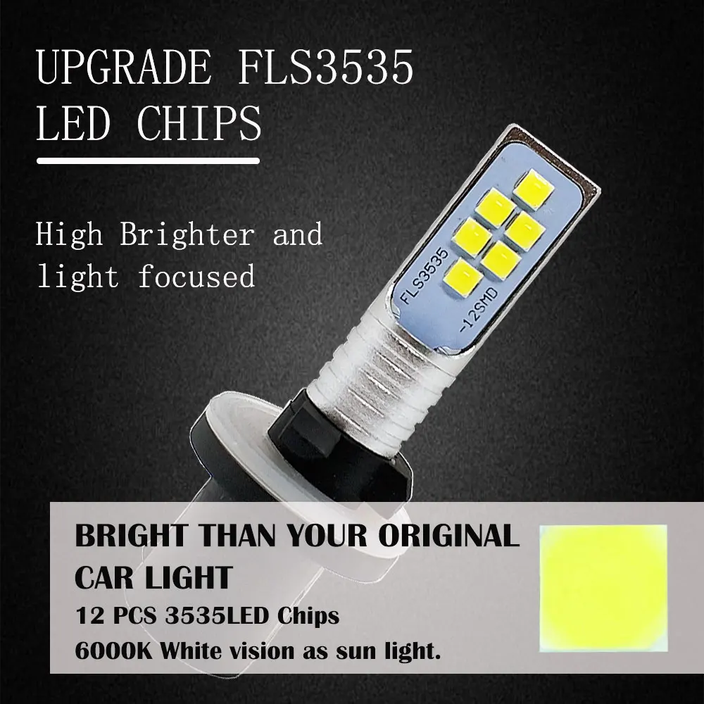 880 889 H27W светодиодный лампы для фар Противотуманные фары лампы 12SMD 3535 H27 H27W/1 Авто дневные ходовые огни, дневные ходовые огни 6000 К белый свет 12 В