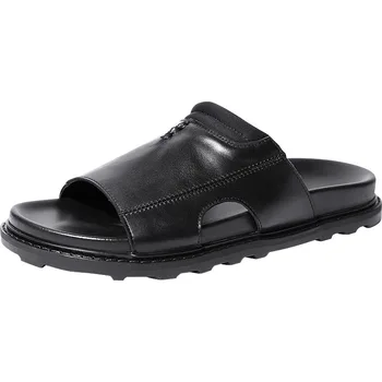 

Summer Outdoor Mens Slippers Male Sandals Slippers fender summer men genuine leather slippers High Quality Genuine Leather