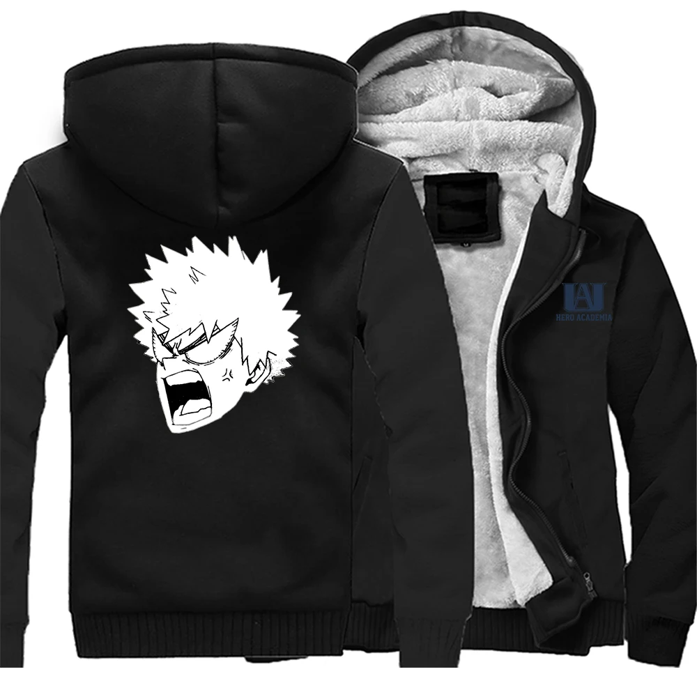

My Hero Academia Anime Fleece Men's Hoodie Funny Bakugou Anime Jacket Thick Top Fabrics Tracksuit Mens Print Bomber Jackets