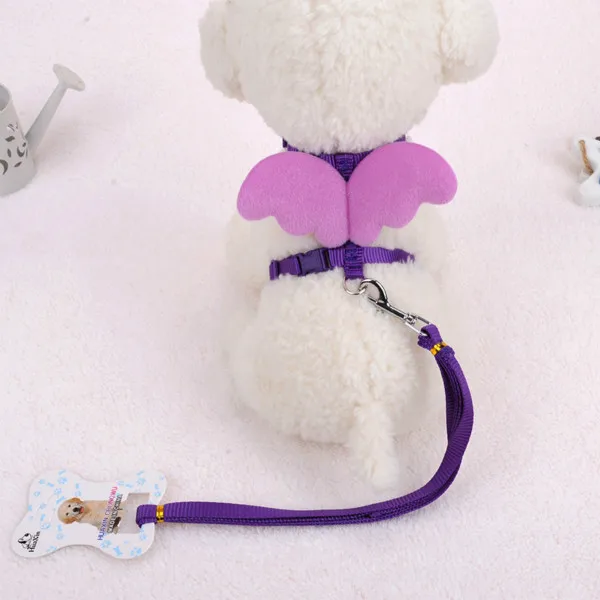 Purple Поводок и поводок для собак с крылышками, ошейники для собак, идеальные товары для домашних животных, твердые, Harnas Hond, 6 цветов, Hundeleine, чихуахуа, товары для домашних животных - Цвет: Purple
