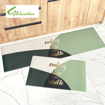 

Kitchen Mat Waterproof Oilproof Entrance Doormat Home Hallway Floor Decor Living Room Carpet Bathroom PVC Leather Anti-Slip Rug
