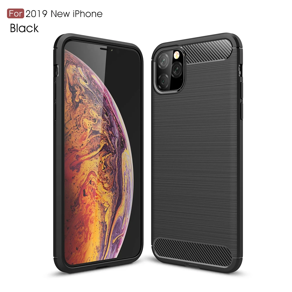 50 шт. силикон из углеродного волокна Чехлы для Apple iPhone 11 Pro XS Max XR X 8 Plus 7 6 6S SE 5s чехол для телефона против отпечатков пальцев