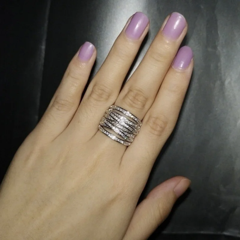 Wedding Ring Luxury fashion female engagement bride love US Size 6-12