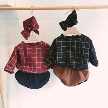 

Spring Autumn Baby Cotton Long Sleeved Rompers Bodysuits Infants Plaid Overalls 0-24M Baby Girls Clothes