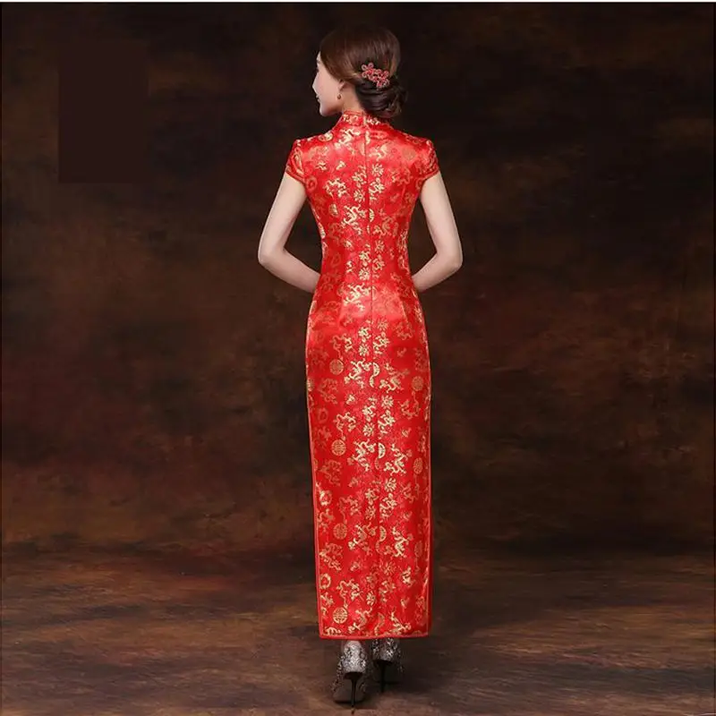 2019 свадебное платье невесты винтажное женское длинное тонкое Qipao оверсайз китайское платье Чонсам тост одежда