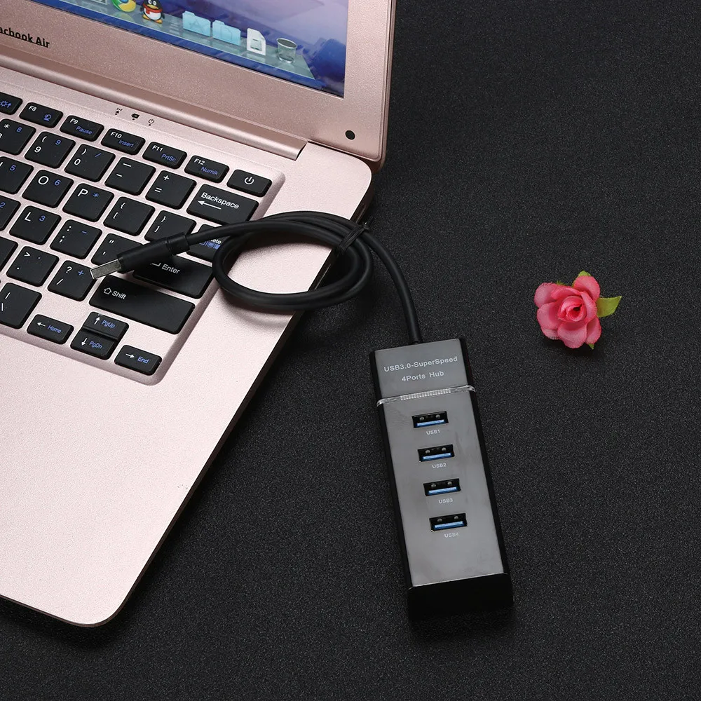 OMESHIN usb-хаб USB 3,0 концентратор 4 порта USB разветвитель со светодиодный индикатор usb-хаб для Macbook Pro ПК компьютер планшет концентратор Мульти USB Hab - Цвет: Черный