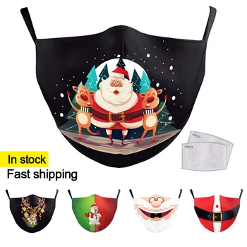 

Masks Washable Cute Fashion 2020 Santa beard Mask Print Face Cover Adult Cosplay Christmas Snow Mask Party