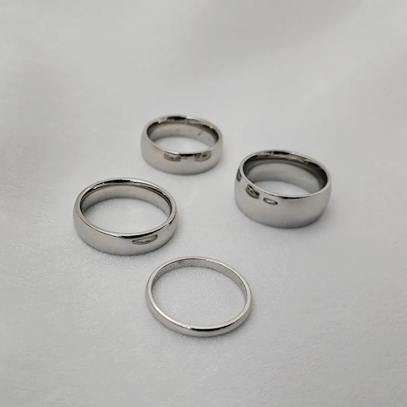 Mini anillos de acero inoxidable de Color plateado para mujer, joyería de moda Simple, tamaño de ee. Uu. 3, 4, 5, 6, 7, 8, 9, 10, 11, 12, 2mm, 5mm, 6mm, 8mm