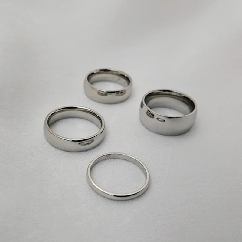 2/5/6/8mm Small Mini Silver Color Stainless Steel Simple Women Rings Fashion Jewelry US size 3 4 5 6 7 8 9 10 11 12 4