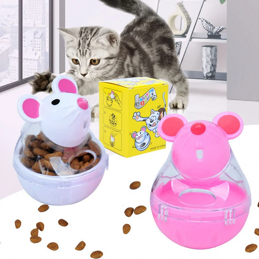 Игрушка для домашних животных, кошка, стакан, кормушка, мультяшная мышь, утечка, мячик, дозатор для еды, котенок, забавная интерактивная игрушка, развивающие игрушки для домашних животных