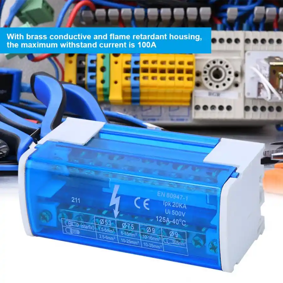 Terminal Junction Box Din Rail 2-Level Single Phase with Transparent Dust Cover