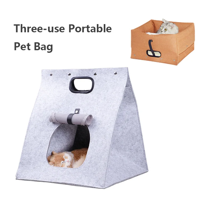

3 In 1 Removable Portable Cat House Breathable Comfortable Soft Cotton Cat Bed Kennel for Small Pet Dogs Cats Bed Mat Supplies