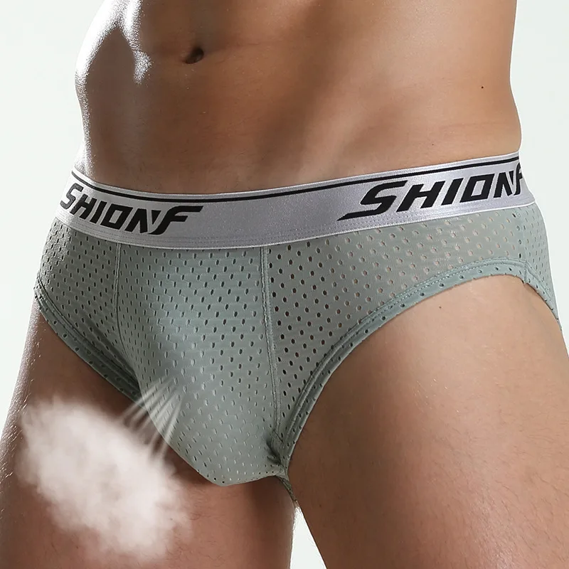 

Men Mesh Underwear Briefs Plus Size XL-5XL Summer Ice Silk Sexy Underpants Men Briefs Breathable Low Waist Male Panties