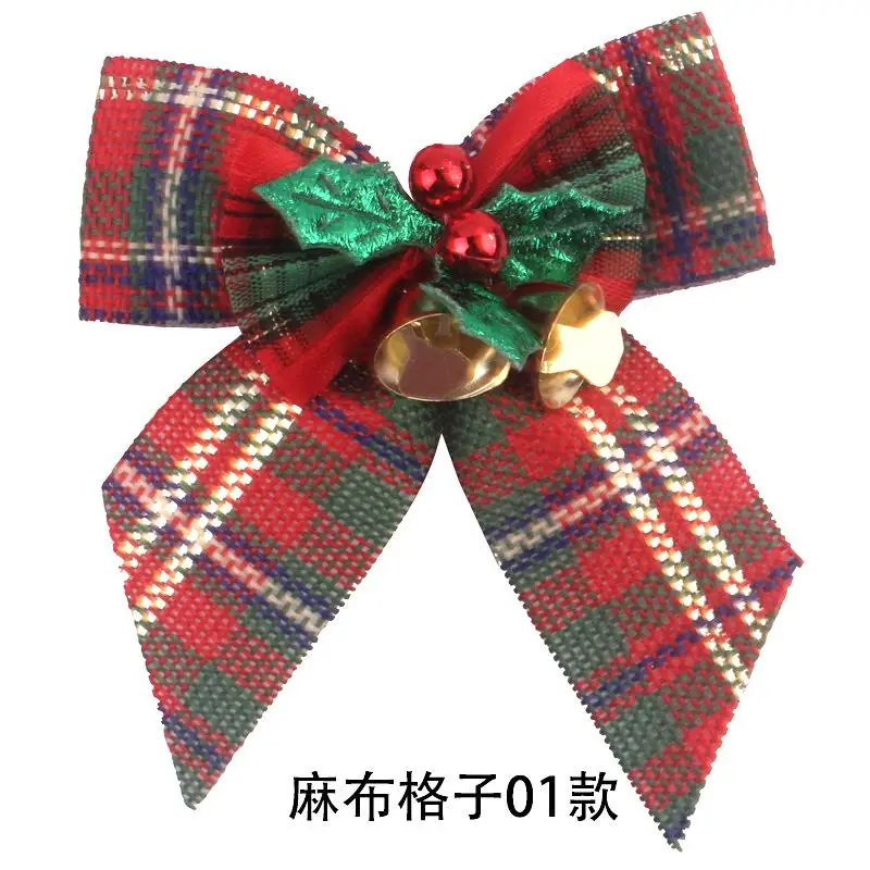 New Bowknots Christmas Bows With Iron Bells Bow Tie DIY Gift Bow Mini Craft Bows Christmas Tree Decorations Christmas Supplies - Цвет: J