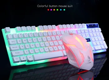 

New GT300 Game Luminous Wired USB Mouse and Keyboard Suit With Rainbow Backlight LED Lights Ergonomic Mechanical Keyboard