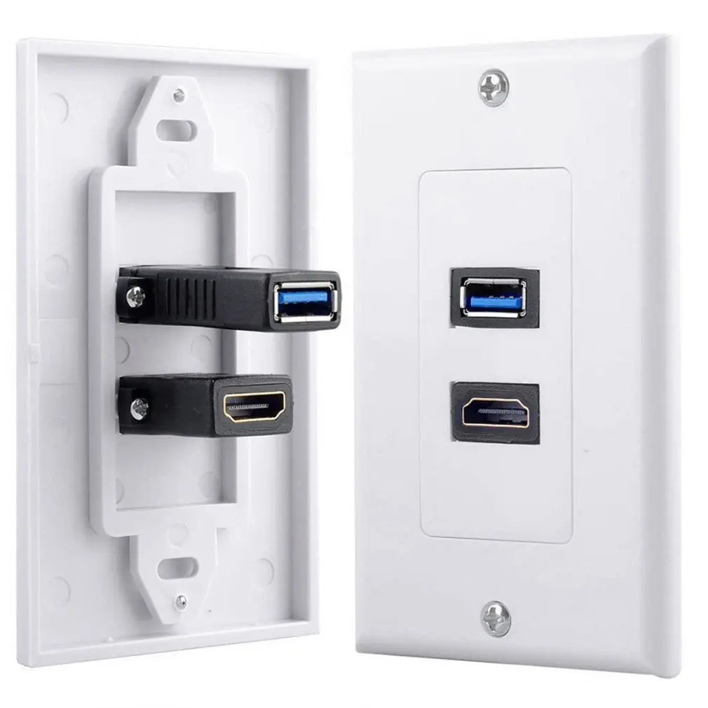 1x2 порта USB 3,0 женская настенная облицовочная пластина панель выход удлинитель патрона белый
