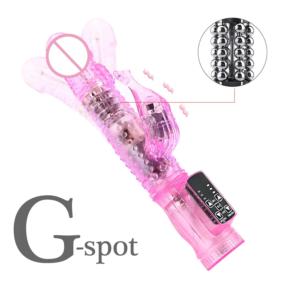 Clitoris Stimulator Masturbator Sex Toys For Women Rabbit Vibrator 360 Degree Rotation Beads G Spot Dildo Double | Красота и здоровье