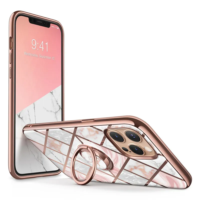 I BLASON чехол для iPhone 12 Pro Max (2020 Cosmo Snap Marble Case со встроенным поворотным кольцом держателем подставка
