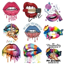 Lips Patches For Clothes DIY Iron-On Transfers For T-shirt Hoodies Thermal Transfer Leopard Lip Parch Washable Clothes Sticker