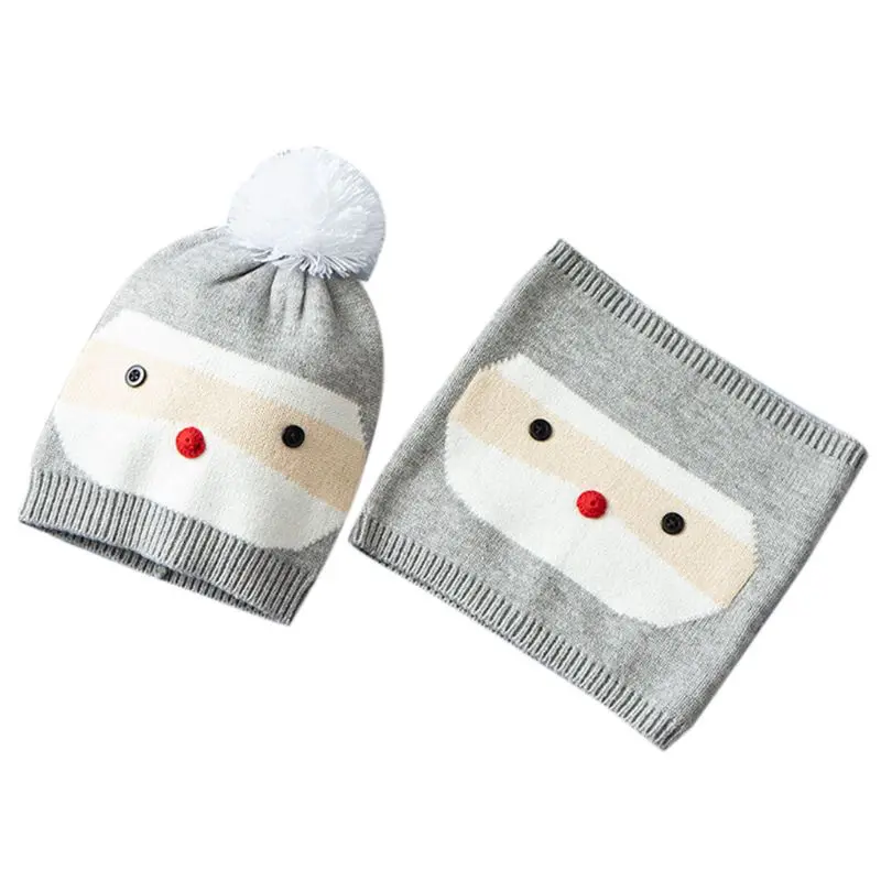 Комплект с шарфом и шапочкой для маленьких мальчиков и девочек, модный детский костюм с нагрудником и шапочкой на осень и зиму - Цвет: Серый