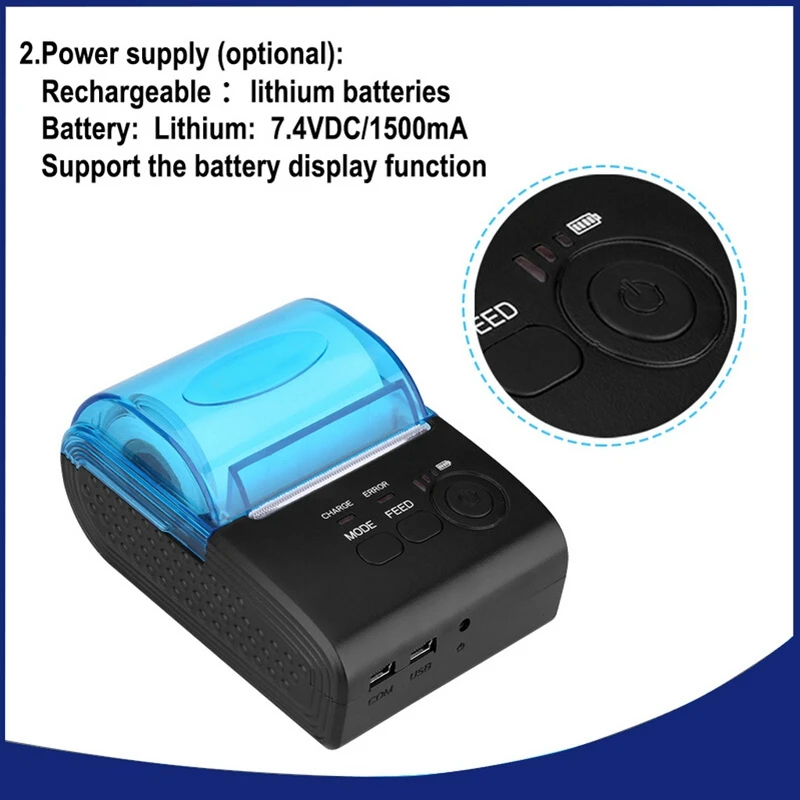 58 мм Bluetooth Термальный чековый принтер порт чековый принтер pos-принтер портативный Bluetooth принтер билетный принтер Android IOS EU
