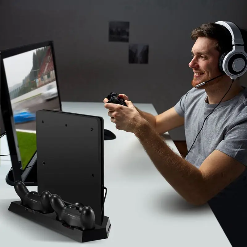 Вертикальная подставка зарядное устройство для PS4/PS4 Pro/PS4 Slim] двойной контроллер зарядная станция с охлаждающим вентилятором для sony Playstation 4 Du