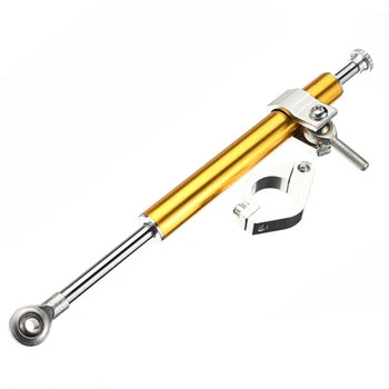 

Motorcycle Handlebar Steering Damper Stabilizer Modified Part Fork Shock Absorber Steering Rod Gold Aluminum 330mm Universal